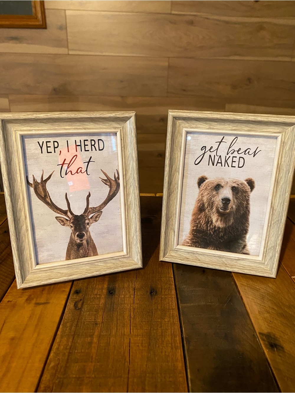 Rustic 5X7 Bathroom Photo Frame Signs- Cream Frame